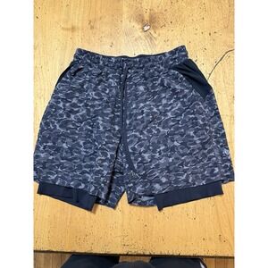 Lululemon Shorts Mens Large Black Camo Lined Athletic Running Gym Drawstring